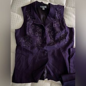 Coldwater Creek Purple Linen Pants Suit Size 16